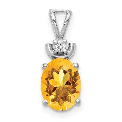 8x6mm Oval Citrine A Diamond Pendant 14k White Gold XP1658CI/A, MPN: XP1658CI/A, 883957171050