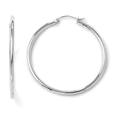 Leslie&#39;s Polished Hinged Hoop Earrings - 14k White Gold HB-48W, MPN: 48W, 883957021638