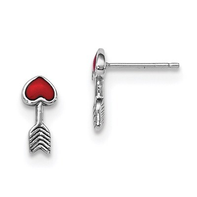Enamel Arrow Post Earrings Sterling Silver Rhodium-plated QGK134, MPN: QGK134, 191101111150