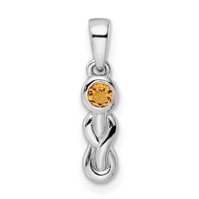 Polished Citrine Infinity Birthstone Pendant Sterling Silver Rhodium-plated QBPD34NOV, MPN: QBPD34N…