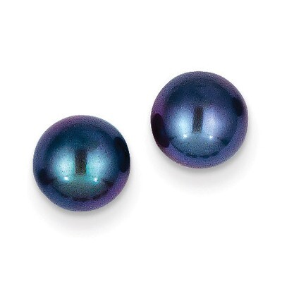 7-8mm Black Button Cultured Pearl Stud Earrings 14k Gold X70BB, MPN: X70BB, 815479016403