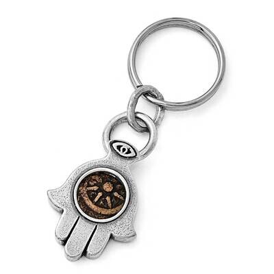 Ss &amp; Bronze Antiqued Widows Mite Hamsa with Coin &amp; Ring Key Ch Stainless Steel QAC111, MPN: QAC111,