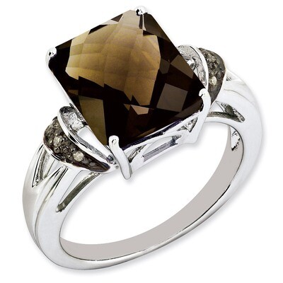 Smoky Quartz &amp; Diamond Ring Sterling Silver QR2871SQ, MPN: QR2871SQ, 883957607740