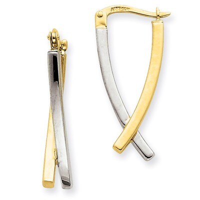 Hinged Tube Earrings 14k Two-tone Gold PRE339, MPN: PRE339, 869887151034