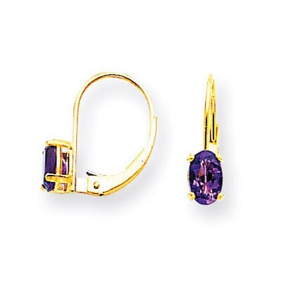 6x4mm Oval Amethyst Leverback Earrings 14k Gold XLB114AM, MPN: XLB114AM, 883957120072