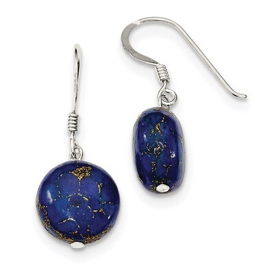Gold and Lapis Reconstructed Stone Earrings Sterling Silver QE12833, MPN: QE12833, 191101319624