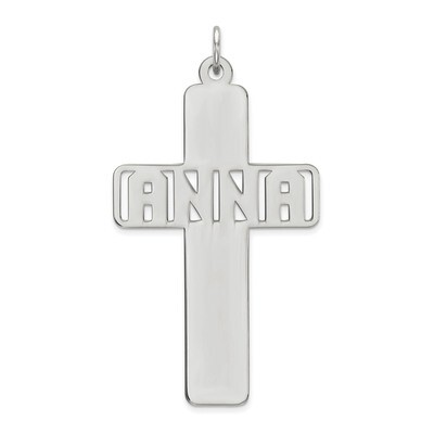 Polished Cross Cut Out Anna Nameplate 14k White Gold XNA335W, MPN: XNA335W, 191101542640
