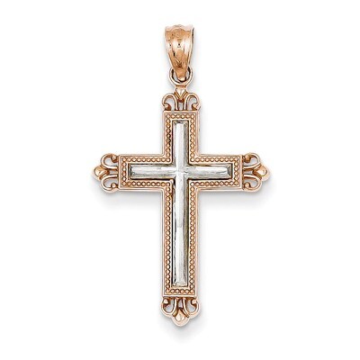Diamond-cut Cross Pendant 14k Rose Gold D4417, MPN: D4417, 883957345901