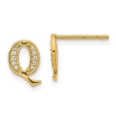 Initial Q Earrings 14k Gold Diamond EM4170Q-007-YA, MPN: EM4170Q-007-YA, 883957663579