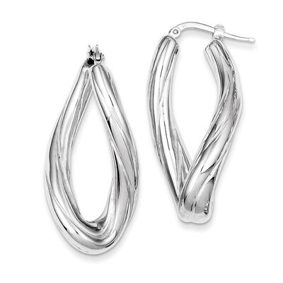 Twisted Oval Hoop Earrings Rhodium Plated Polished Sterling Silver Polished QE8303, MPN: QE8303, 19…