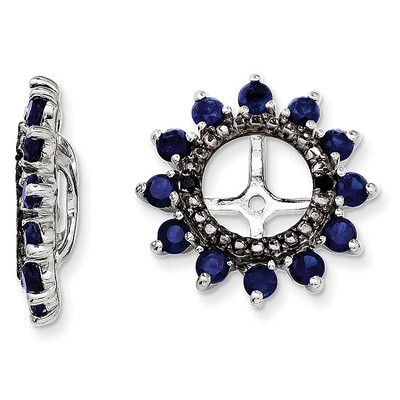 Created Sapphire &amp; Black Sapphire Earring Jacket Sterling Silver Rhodium QJ108SEP, MPN: QJ108SEP, 1…