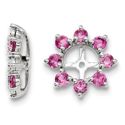 Created Pink Sapphire Earring Jacket Sterling Silver Rhodium QJ116OCT, MPN: QJ116OCT, 886774283180