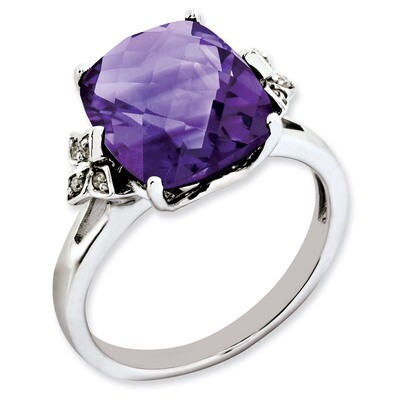 Amethyst &amp; Diamond Ring Sterling Silver QR3191AM, MPN: QR3191AM, 883957363561