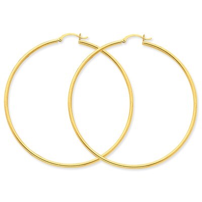 2mm Round Hoop Earrings 14k Gold Polished T924, MPN: T924, 883957287591