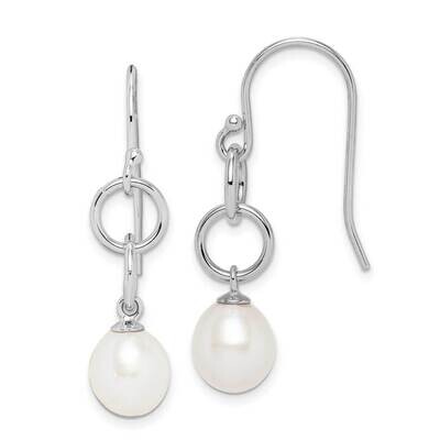 7-8mm White Rice Freshwater Cultured Pearl Earrings Sterling Silver Rhodium Plated QE15121, MPN: QE…