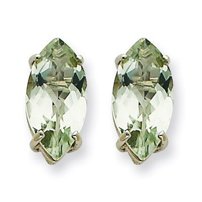 Marquise 4-Prong 12 x 6mm Green Quartz Earring 14k White Gold XE106WCG, MPN: XE106WCG, 883957226569
