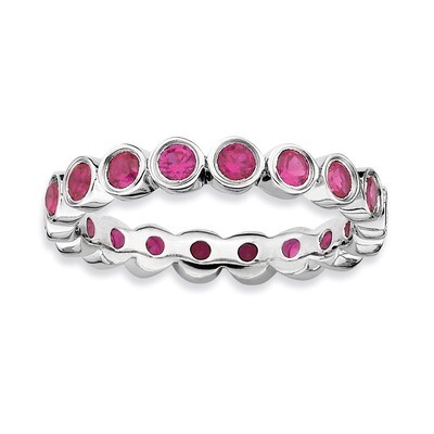 Created Ruby Ring Sterling Silver QSK392-10, MPN: QSK392, 886774001579