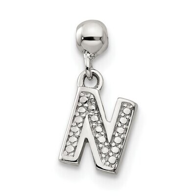 Letter N Charm Sterling Silver Dangle QMM190N, MPN: QMM190N,
