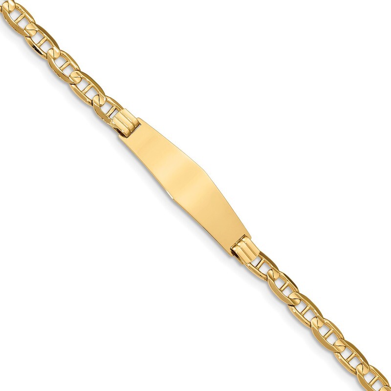 8 Inch Anchor Soft Diamond Shape ID Bracelet 14k Gold CGL140IDC-8, MPN: CGL140IDC-8, 883957218243