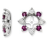 Diamond &amp; Rhodolite Garnet Earring Jacket Sterling Silver Rhodium QJ115JUN, MPN: QJ115JUN, 19110138…