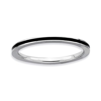 Black Enameled 1.5Mm Ring Sterling Silver QSK140-10, MPN: QSK140, 886774211169