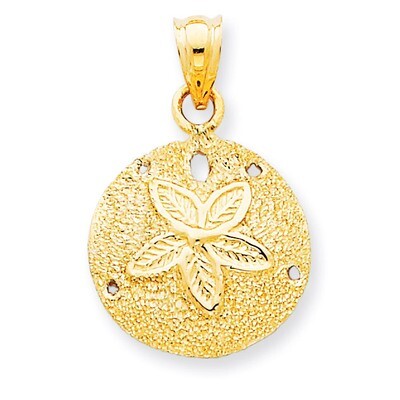 Laser-Cut Sand Dollar Pendant 14k Gold Solid Polished D1396, MPN: D1396, 886774092300