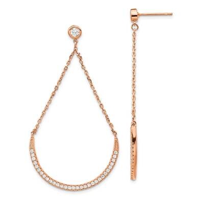 Rose-Tone Cz Dangle Post Earrings Sterling Silver QE15445, MPN: QE15445, 883957176796