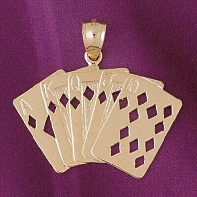 Dazzlers Jewelry Straight Flush Pendant Necklace Charm Bracelet in Yellow, White or Rose Gold 5436,…