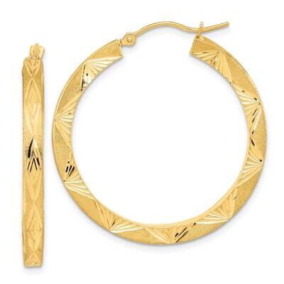 Satin Diamond-Cut Hoop Earrings 14k Gold Polished TF2056, MPN: TF2056, 883957988078