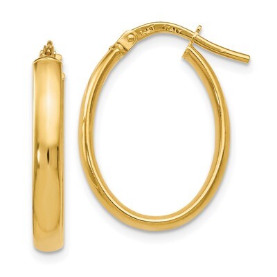 Leslie&#39;s Oval Hoop Earrings 14k Gold Polished HB-LE1047, MPN: LE1047, 191101643811