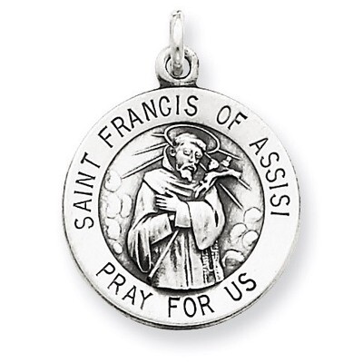 Saint Francis of Assisi Medal Antiqued Sterling Silver QC5726, MPN: QC5726, 886774111063