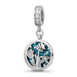 Enamel CZ Sea Life Dangle Bead Sterling Silver Rhodium-plated QRS4136, MPN: QRS4136,