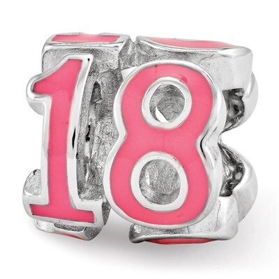 Pink Enameled 18 Bead - Sterling Silver QRS3490, MPN: QRS3490, 886774964867
