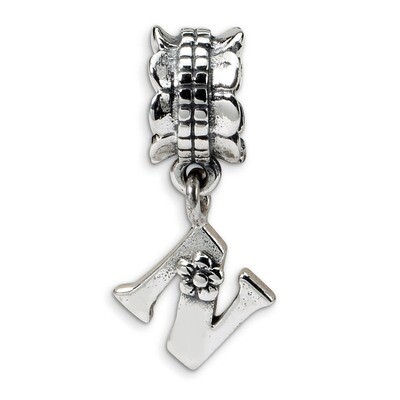 Letter N Dangle Bead - Sterling Silver QRS1400N, MPN: QRS1400N, 883957304274
