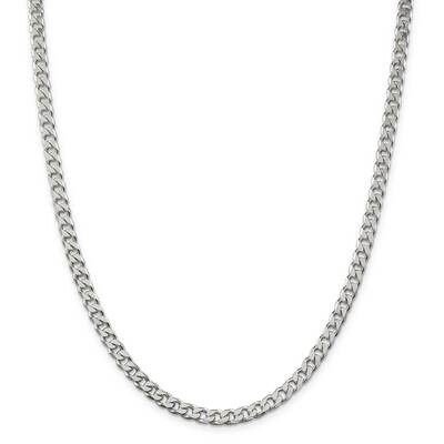 5mm Curb Chain 28 Inch Sterling Silver Polished QFC147-28, MPN: QFC147-28,