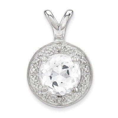 April White Topaz Pendant Sterling Silver Diamond QBPD11APR, MPN: QBPD11APR, 883957457680