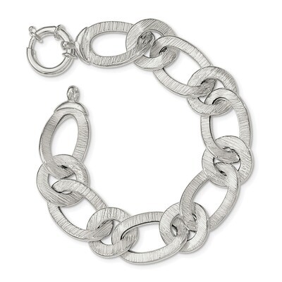 Link Bracelet 8 Inch Sterling Silver Polished and Textured QG3876-8, MPN: QG3876-8, 191101767531