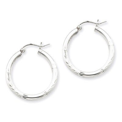 2.50mm Satin Diamond-cut Hoop Earrings Sterling Silver Rhodium-plated QE3556, MPN: QE3556, 88395792…