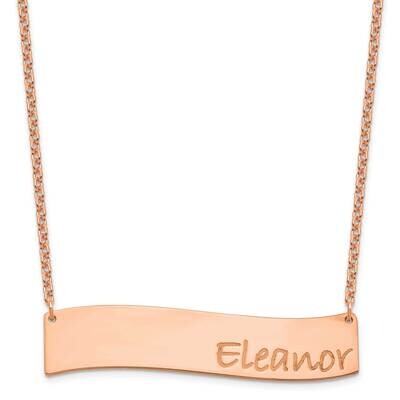 Large Polished Curved Bar Necklace Sterling Silver Rose-plated XNA1072RP, MPN: XNA1072RP,