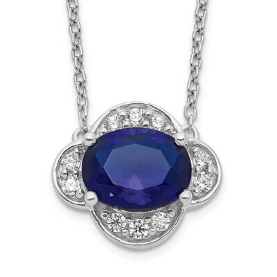Diamond and Oval Sapphire 18 Inch Necklace 14k White Gold PM4027-SA-020-WA-18, MPN: PM4027-SA-020-W…