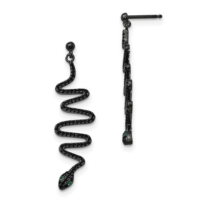 Green&amp;Black Spinel Snake Earrings Sterling Silver QMP1459, MPN: QMP1459, 191101075681