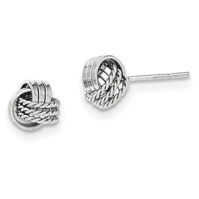 Twisted Children&#39;s Post Earrings Sterling Silver Rhodium-plated Polished QE11783, MPN: QE11783, 191…