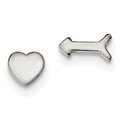 Left and Right Heart/Arrow Post Earrings Sterling Silver Polished QE13418, MPN: QE13418, 1911012330…