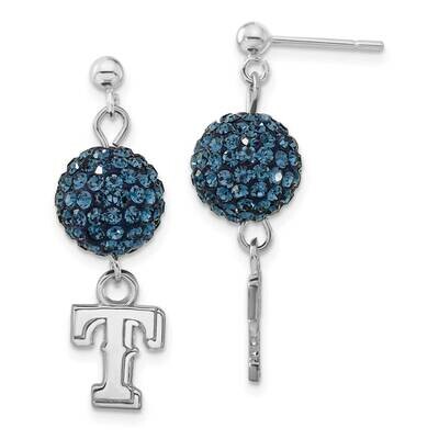 NHL Texas Rangers Blue Crystal Post Dangle Earrings Sterling Silver RAN069ERB-SS, MPN: RAN069ERB-SS…