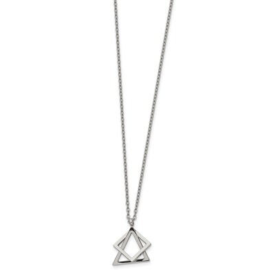 Triangle and Square 17 Inch with 2 Inch Extender Necklace Stainless Steel Polished SRN2658-17 by Ch…