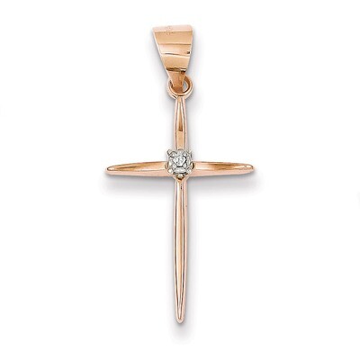 Diamond Cross Pendant 14k Two-Tone Gold XR1233, MPN: XR1233, 883957475158