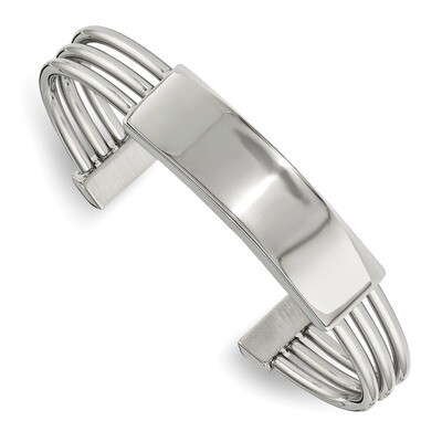 ID Plate Cuff Bangle Stainless Steel Polished SRB1875 by Chisel, MPN: SRB1875, 191101016134