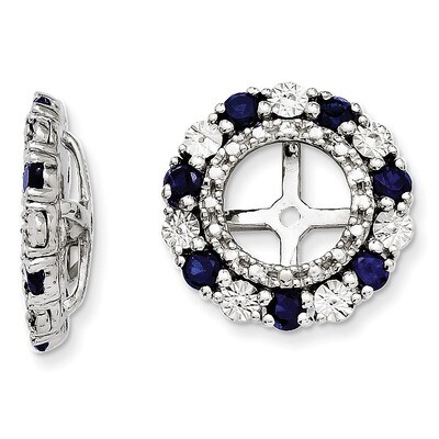 Created Sapphire Earring Jacket Sterling Silver Rhodium QJ129SEP, MPN: QJ129SEP, 886774283357