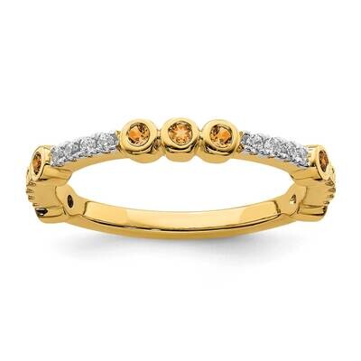 Citrine &amp; Diamond Ring 14k Gold SK2074, MPN: SK2074, 191101214493