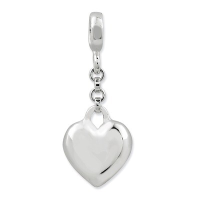 Heart 1/2 inch Dangle Enhancer Sterling Silver Polished QN143, MPN: QN143, 191101279157